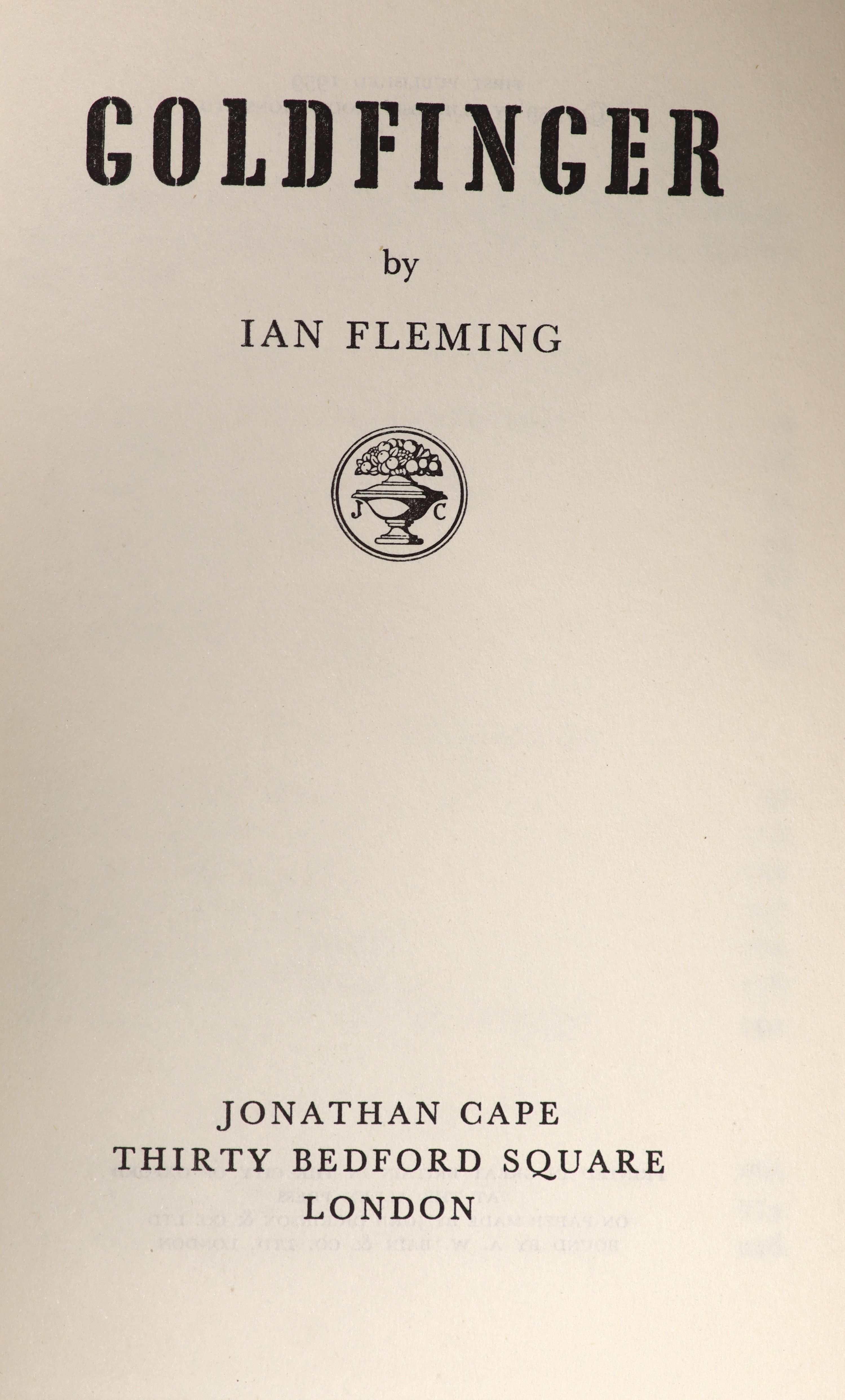 Fleming, Ian - Goldfinger, 1st edition, original black cloth with gilt lettering and embossed skull with unclipped d/j, designed by Richard Chopping, London, 1959